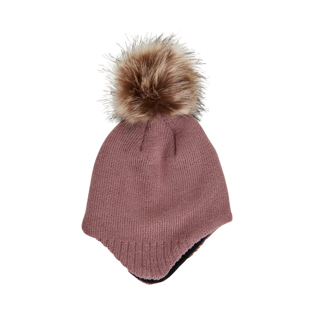 Baby hat w. detachable fur Burlwood 